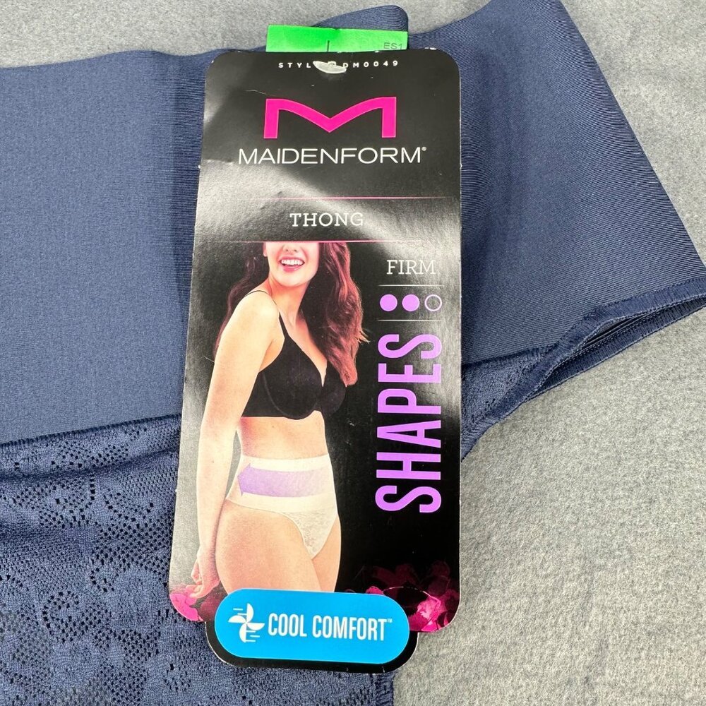 Maidenform Womens Size Large Shaper Thong Firm Control Lace Navy Blue New - Picture 4 of 10